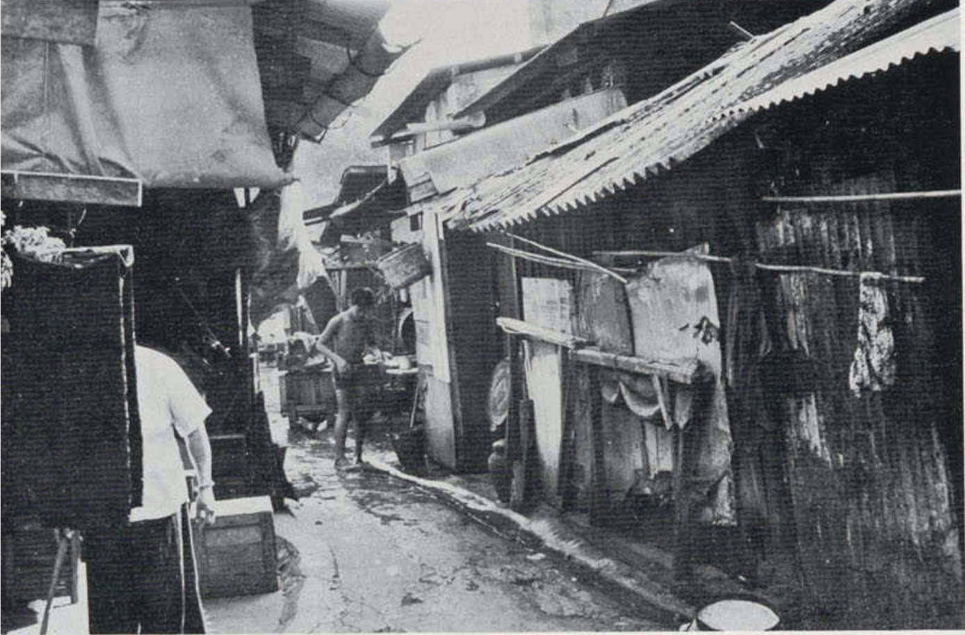 A scene of a typical squalid side street in the Central Area